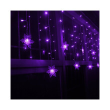 (Lila) 3,5 m lange Lichterkette mit 96 LEDs in Schneeflocken- und Eiszapfenform – ideal als Weihnach