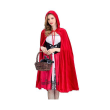 (S = UK 8) Aikuisille tarkoitettu Punahilkka-asu, naisten naamiaisasu, Halloween-huppu, naamiaisjuhlat