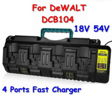 Flexvolt XR snellader met vier poorten voor DeWalt DCB104 18V/54V Li-ion accu's