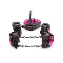 Sex-Paar-Leder-BDSM-Bondage-Set, 3-teilig: Fesseln, Halsbänder, Fußfesseln, Handschellen, Sexspielze