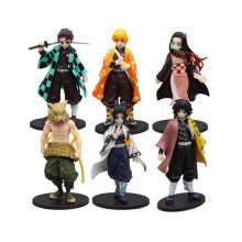Set van 6 stuks Demon Slayer Figuren Tanjirou Nezuko Zenitsu Inosuke Tomioka Collectie Model Speelgoed