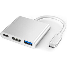 USB-C naar HDMI-adapter, XVZ USB Type-C 3-in-1 multiport-hubadapter met USB 3.0, oplaadpoort en 4K HDMI