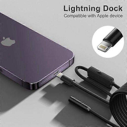 Endoscope pour iPhone, caméra d'inspection avec objectif de 7,9 mm pour iPhone/iPad, câble semi-rigide de 5 m, étanche IP68 1