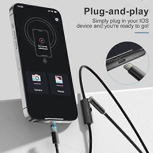 Endoscope pour iPhone, caméra d'inspection avec objectif de 7,9 mm pour iPhone/iPad, câble semi-rigide de 5 m, étanche IP68 2