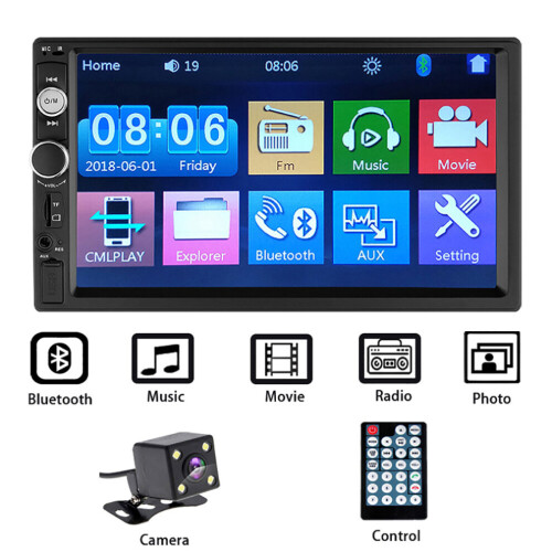 7" 2Din Bluetooth autoradio met MP5-speler, touchscreen en MirrorLink