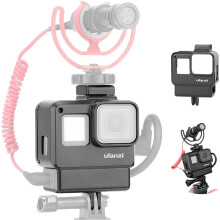 V2-kotelo, vloggauskehys, mikrofonikiinnitys, yhteensopiva GoPro Hero 7, 6, 5 -kameroiden kanssa, mikrofoniääni