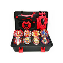 (Punainen) 8-osainen Gyro Burst Beyblade -setti laukaisimella ja laatikolla