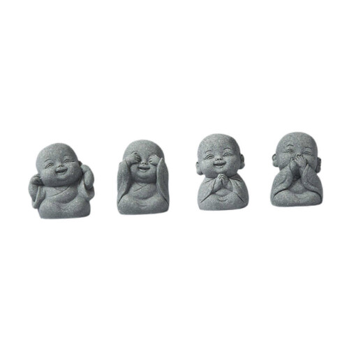 4Pcs Mini Buddha Monk Figurines for Study Living Room Office Decor 1