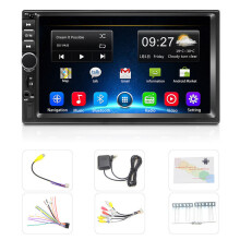 7-inch autoradio met MP5-speler, touchscreen, USB, AUX, 2 DIN-aansluiting en camera.