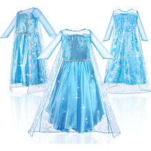 (7-8 jaar) Elsa Anna Verkleedjurk Deluxe Meisjes Verkleedkostuum voor Feestjes Cosplay Bruidsmeisjes