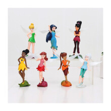 7-delige set TinkerBell feeënfiguurtjes met standaard voor kinderspeelgoed