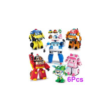 6-teiliges Set Academy Robocar Spielzeug Poli Roy Amber Robot Mark Bucky Transformers Roboterauto