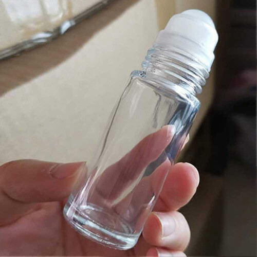 2 Pcs Clear Glass Roller Bottles for Essential Oils, Refillable Roll-On Containers with Clear Cap 2