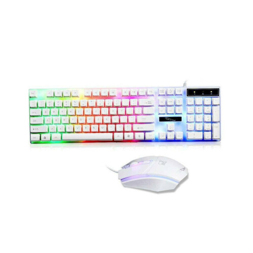 (White) LED Rainbow Gaming Keyboard & Mouse Set