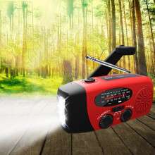 Radio météo solaire d'urgence à manivelle, chargement USB et solaire, radio AM/FM, batterie externe 1200 mAh, lampe torche LED 1 W