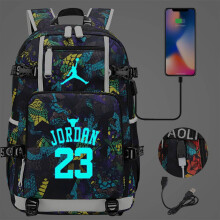 (Stijl 08) Basketbal Voetbalspeler Jordan Rugzak USB Rugzak Kinder Schooltas