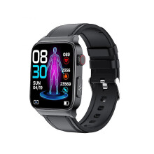 (Zwarte band) E500 Smartwatch voor bloedglucosemeting, ECG-monitoring, bloeddrukmeting en lichaamstemperatuurmeting