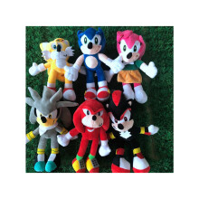 (SET VAN 6 STUKS) 28 cm Sonic Pluche Zachte Knuffelpop Kinderspeelgoed Kerstcadeau