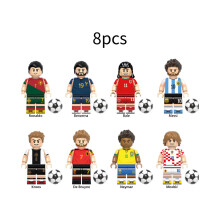 (Stijl 1) 8 stuks voetbalsuperster bouwblokken speelgoed Messi Ronaldo minipoppetje cadeaufiguurtje