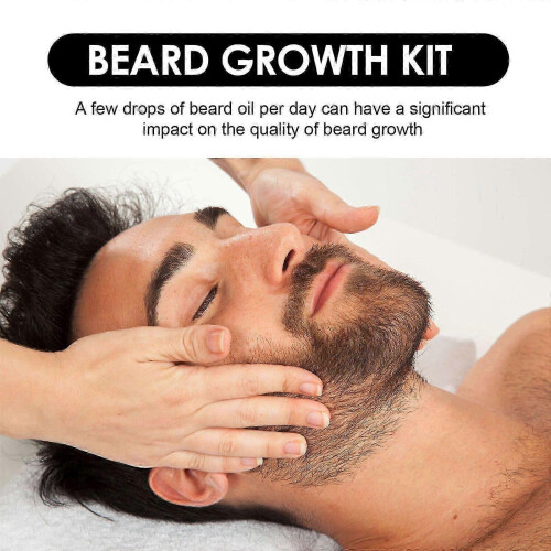 Men's Beard Growth Kit - Serum & Roller for Thicker Beard, Use 2-3x Weekly 1