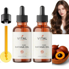 2 kpl Vital Strands 100 % orgaanista batanaöljyä hiusten kasvun edistämiseksi kaikille hiustyypeille
