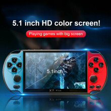 (X7 Plus 5.1'' Rood/Blauw) Draagbare spelconsole, ideaal als kerstcadeau