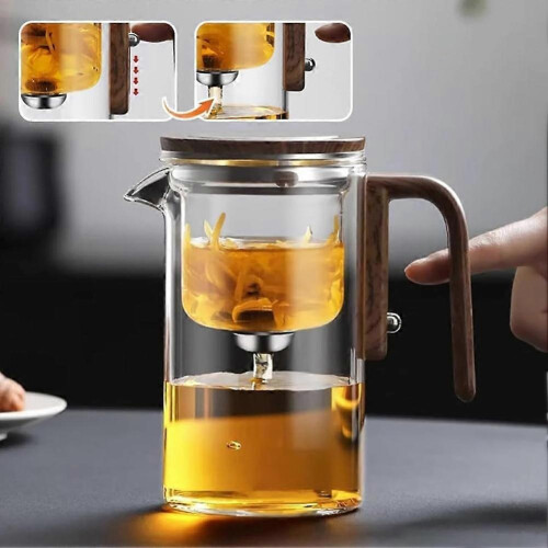 Magic Tea Pot, Water Separation Glass Teapot with Wooden Handle 1