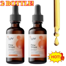 2X LUV Health Flow Drops - Adaptogen Mushroom Blend - Peach Watermelon Flavor - 1oz