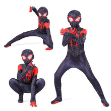 (3-4 jaar, zwart) Spiderman cosplay feest jumpsuit voor kinderen, jongens en meisjes, superhelden verkleedkostuum