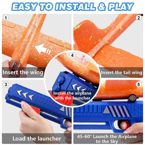 3-Pack LED Foam Glider Launcher Toy, 12.6", 2 Flight Modes – Ages 4–12 2