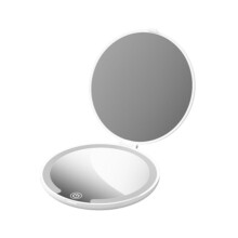 Compacte LED-make-upspiegel voor op reis, oplaadbaar, klein, opvouwbaar, met 3 kleuren verlichting en
