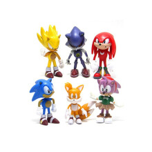 (1) Set van 6 Sonic Hedgehog PVC-figuurtjes als speelgoed voor taartdecoratie