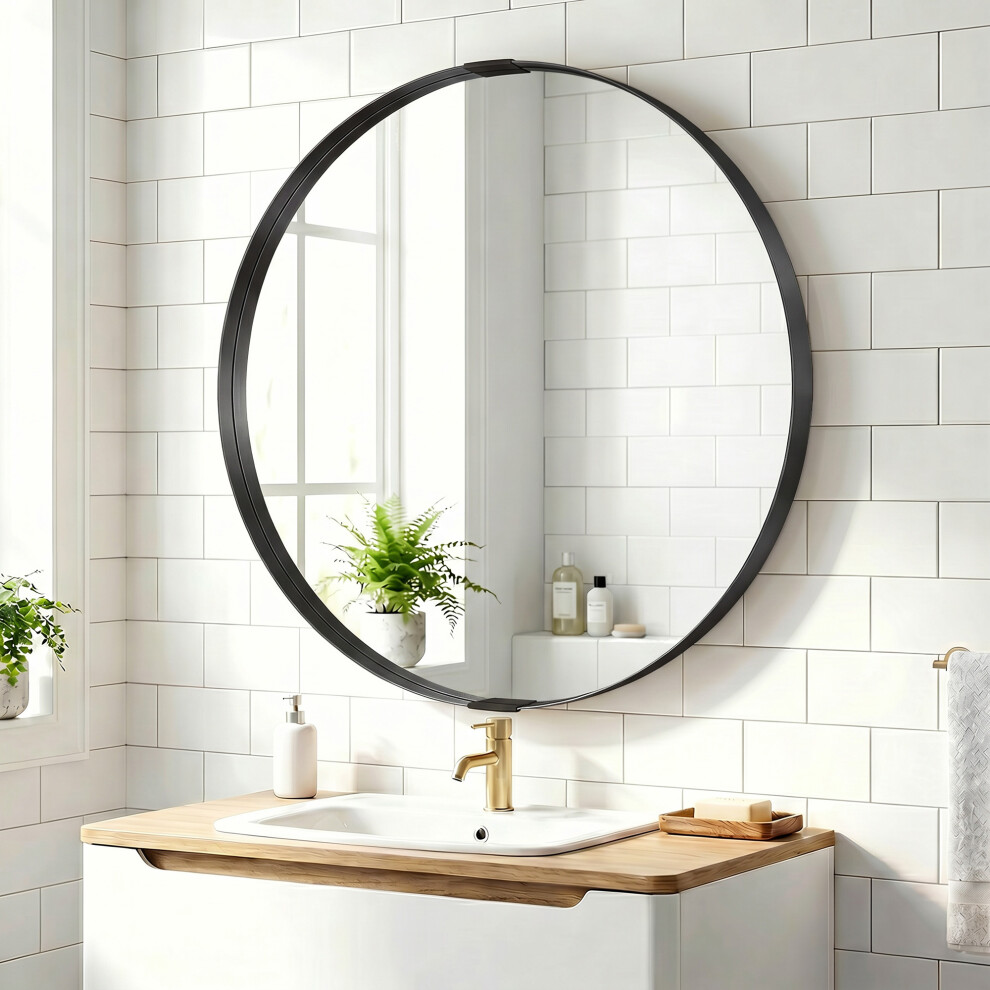 Homcom (Black) Wall Mirror 61 Cm, Wall Mounted Bathroom Mirror