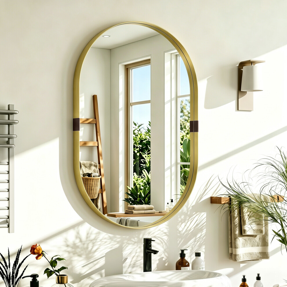 Homcom (Yellow) Wall Mirror With Elevated Aluminium Alloy Frame, 60 X 90 Cm