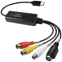 RCA to USB C Video Capture Card, NTSC PAL S-Video Composite Converter