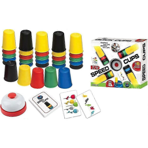 Quick Cup Kids Game, classico gioco di impilamento, interattivo genitore-figlio con 24 carte e 30 bicchieri