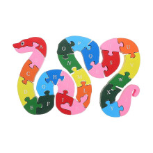Alphabet Jigsaw Puzzle Wooden Blocks Animal ABC Snake Toys Preschool Learning