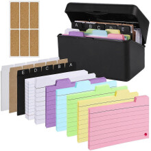 Set porta schede con 230 schede, 6 anelli e adesivi per la scuola.