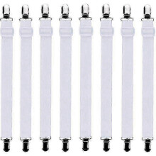 8Pcs White Fitted Sheet Tensioner Adjustable 30-120cm for Mattresses