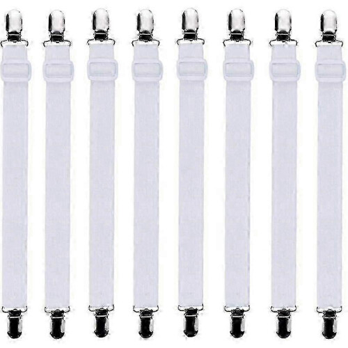 8Pcs White Fitted Sheet Tensioner Adjustable 30-120cm for Mattresses
