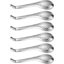 Stainless Steel Caviar Spoon Molecular Sink Spoon Kitchen Gourmet Egg Strainer Spherical Spoon For Home Kitchen Restaurant (silver) (6pcs)