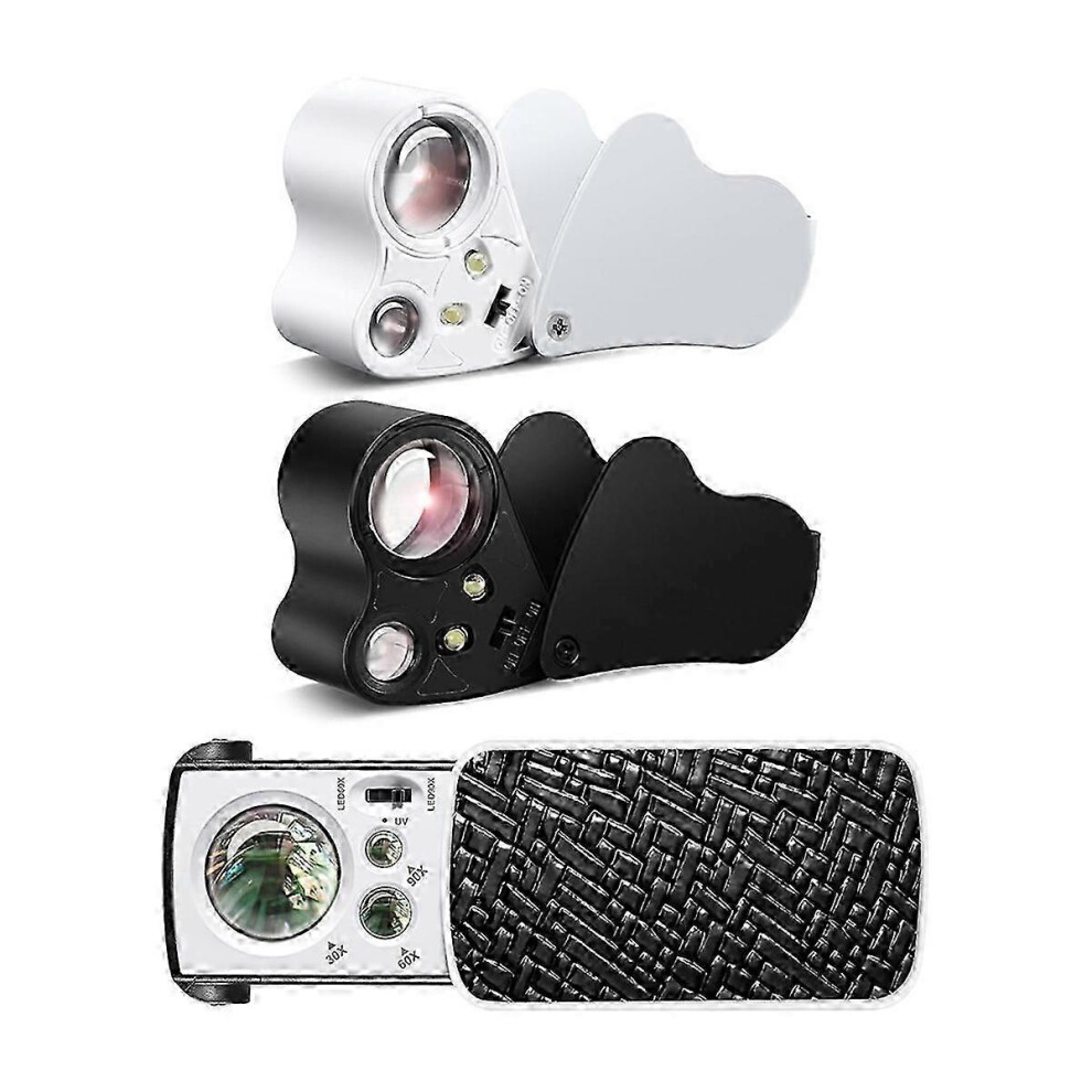 Light 3 Pack 30X 60X 90X Illuminated Jewelers Loupe With Uv