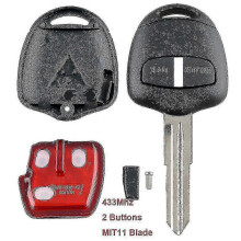 2-Button Car Remote Key Case with ID46 & Battery for Mitsubishi Models