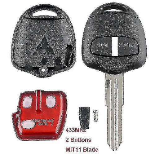2-Button Car Remote Key Case with ID46 & Battery for Mitsubishi Models