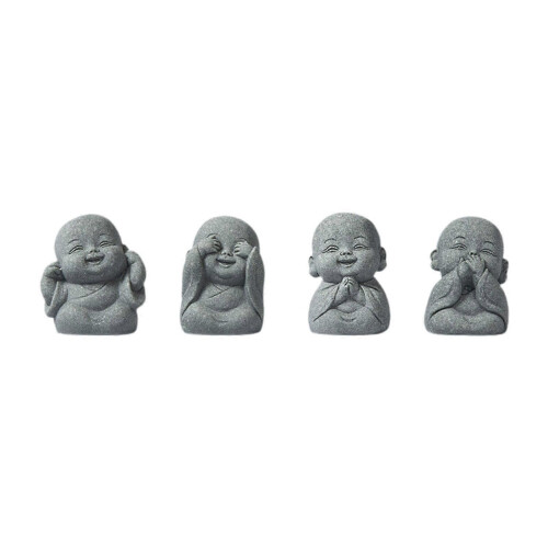 4Pcs Mini Buddha Monk Figurines for Study Living Room Office Decor