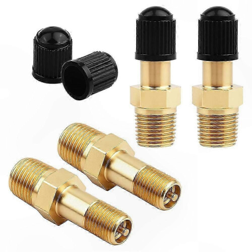 4-Pack 1/8" Brass Schrader Valve with Caps