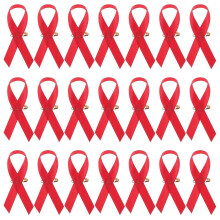 200pcs Red Ribbon Pins for Breast Health & AIDS Charity Events, Women's Brooches, Pride Decorations