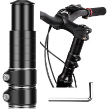 180mm 138mm MTB Bike Stem Riser Extender, 28.6mm/1-1/8' Fork, Aluminum Alloy Black with Hex Key