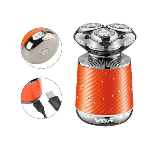 VGR V-391 5W USB 3 in 1 Smart Floating Three-Head Shaver(Orange) 2