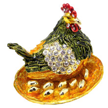 Decorative Hen Hatching Eggs Jewelry Holder Artistic-Green